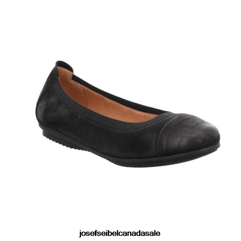 Women Josef Seibel Pippa 07 BLACK OILED Flats XP2NL164