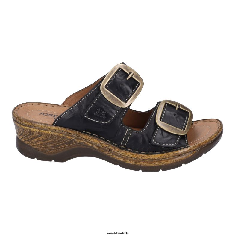 Women Josef Seibel Catalonia 76 BLACK Sandals XP2NL93